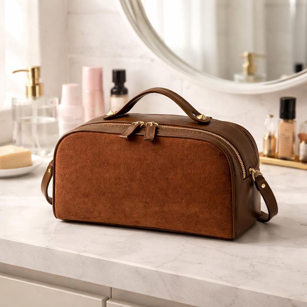 Brown Leather Toiletry Bag detail photo 3