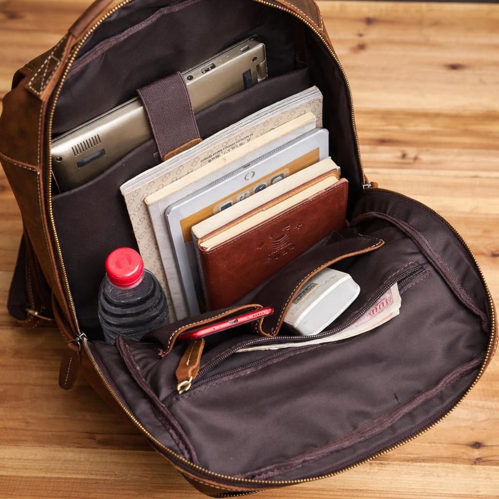 Casual Genuine Leather Men’s Backpack detail photo 4