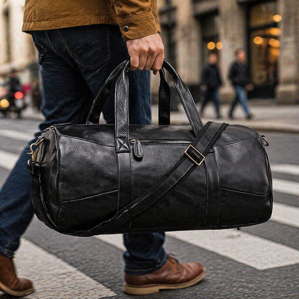 Cowhide Leather Duffel Weekender Bag – Men's detail photo 2