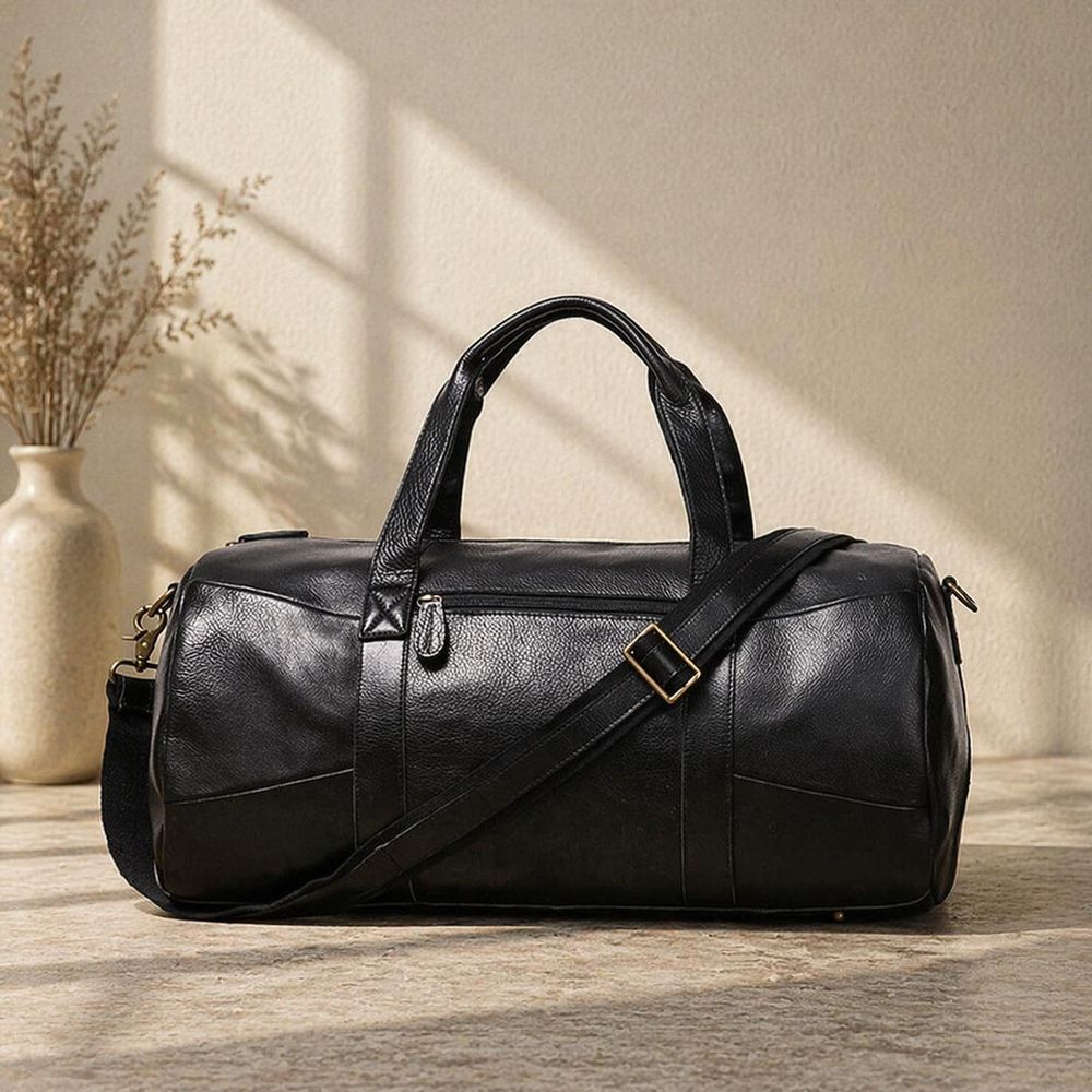Cowhide Leather Duffel Weekender Bag – Men's detail photo 4