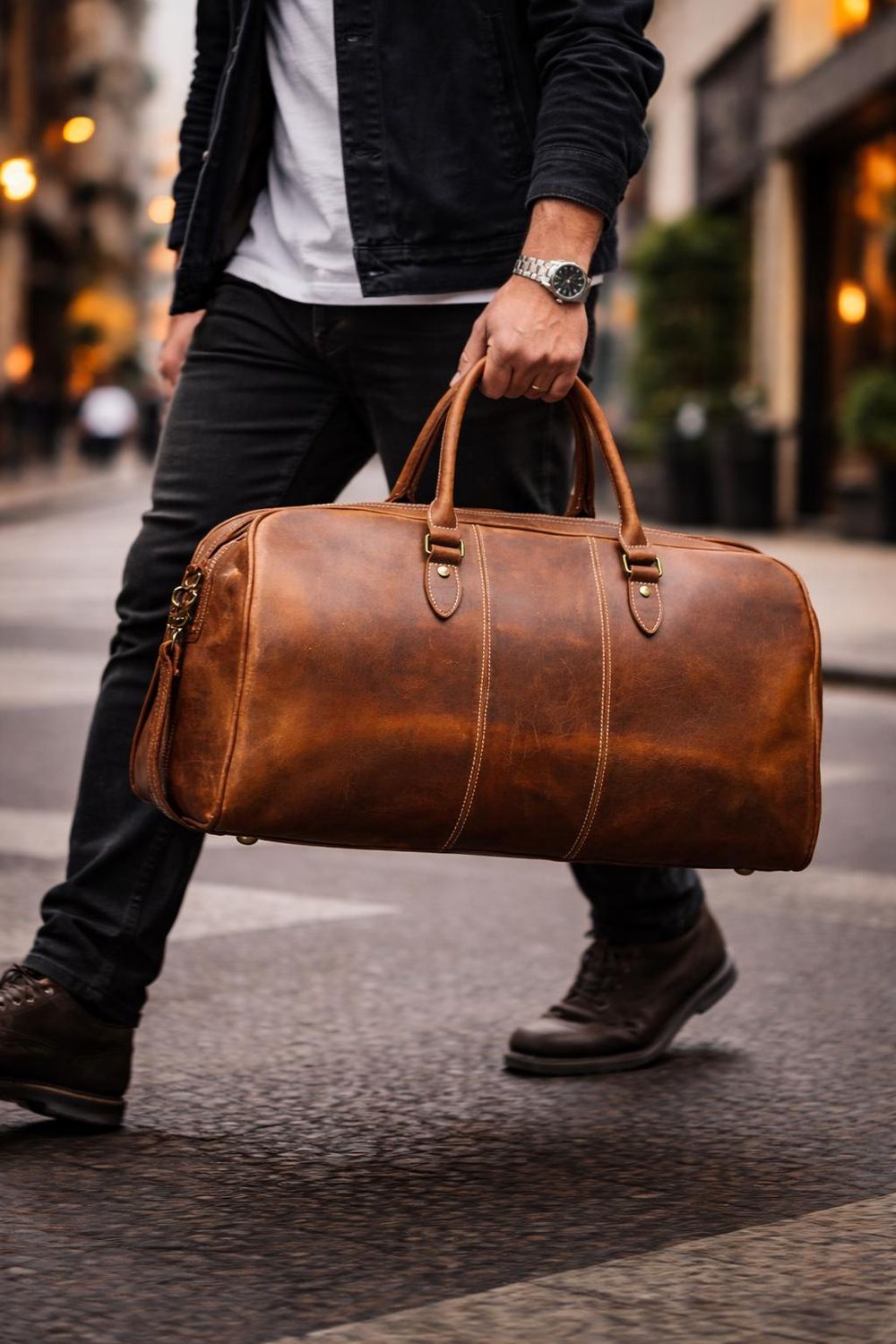 Crazy Horse Leather Duffel Bag - Travel Bag from Tin Bucket Mercantile
