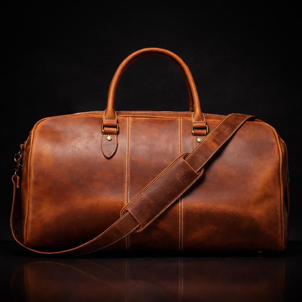 Crazy Horse Leather Duffel Bag detail photo 3