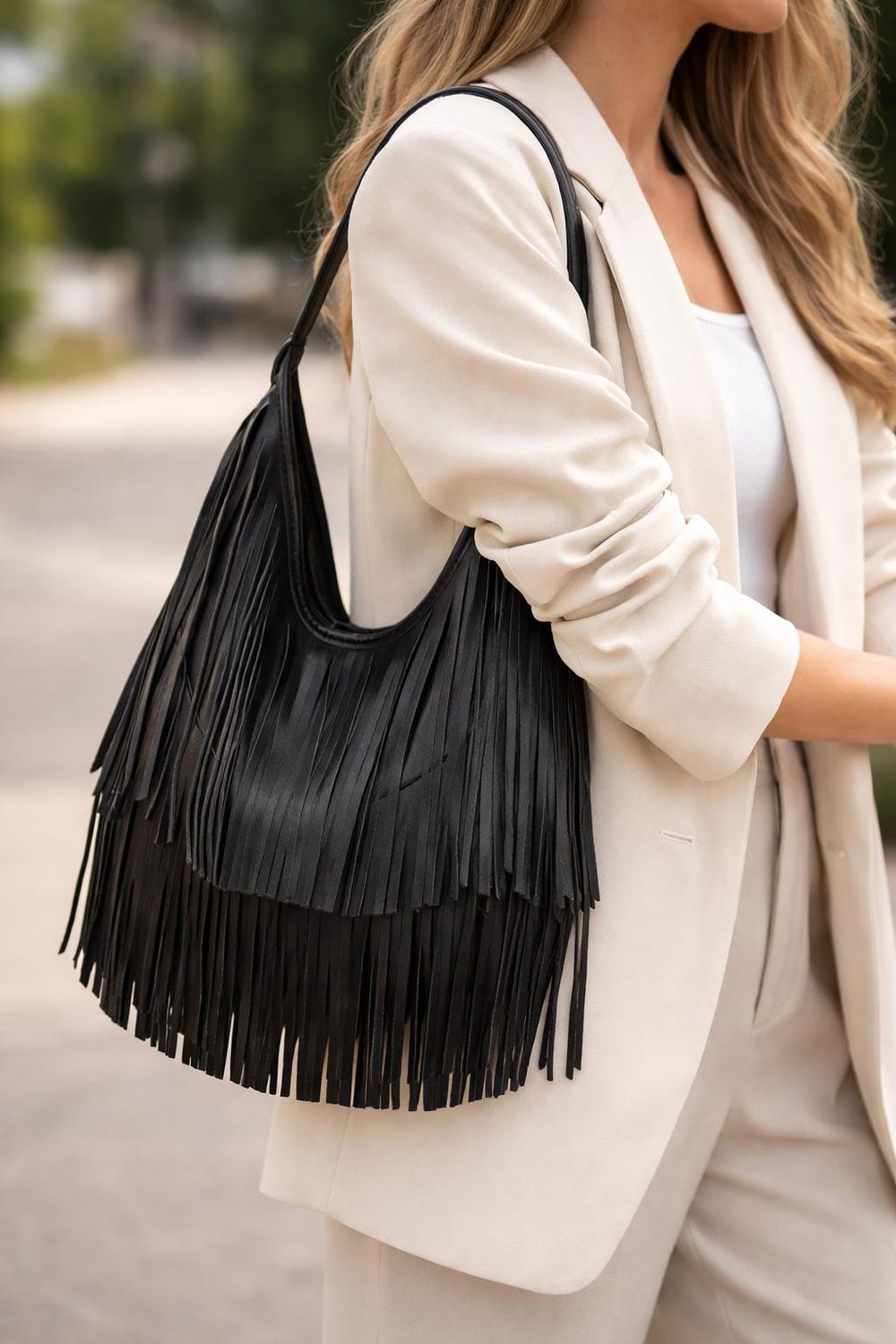 Fashionable PU Leather Hobo Bag – Casual detail photo 4