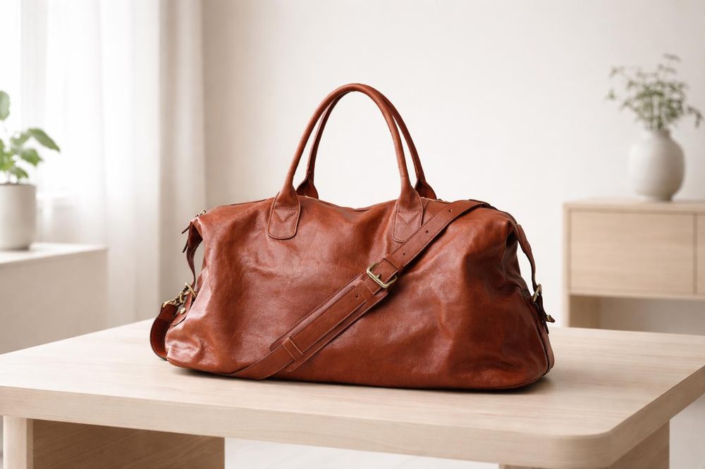 Full Grain Leather Duffel Bag for Men - Travel Bag from Tin Bucket Mercantile