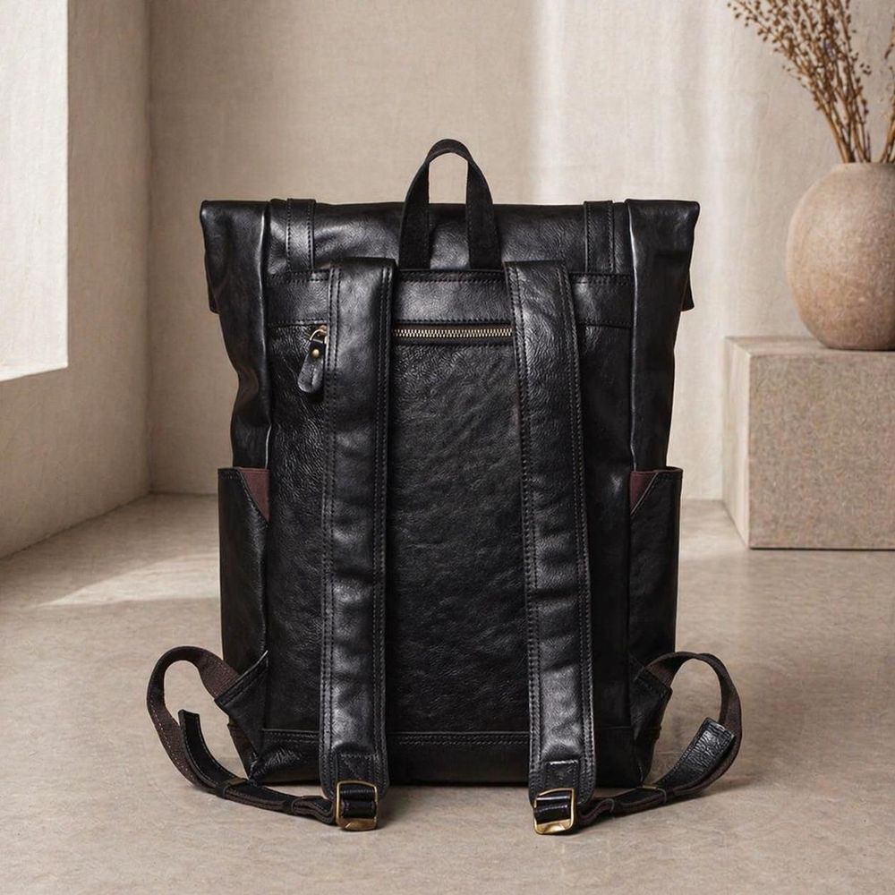 Genuine Leather Backpack detail photo 4