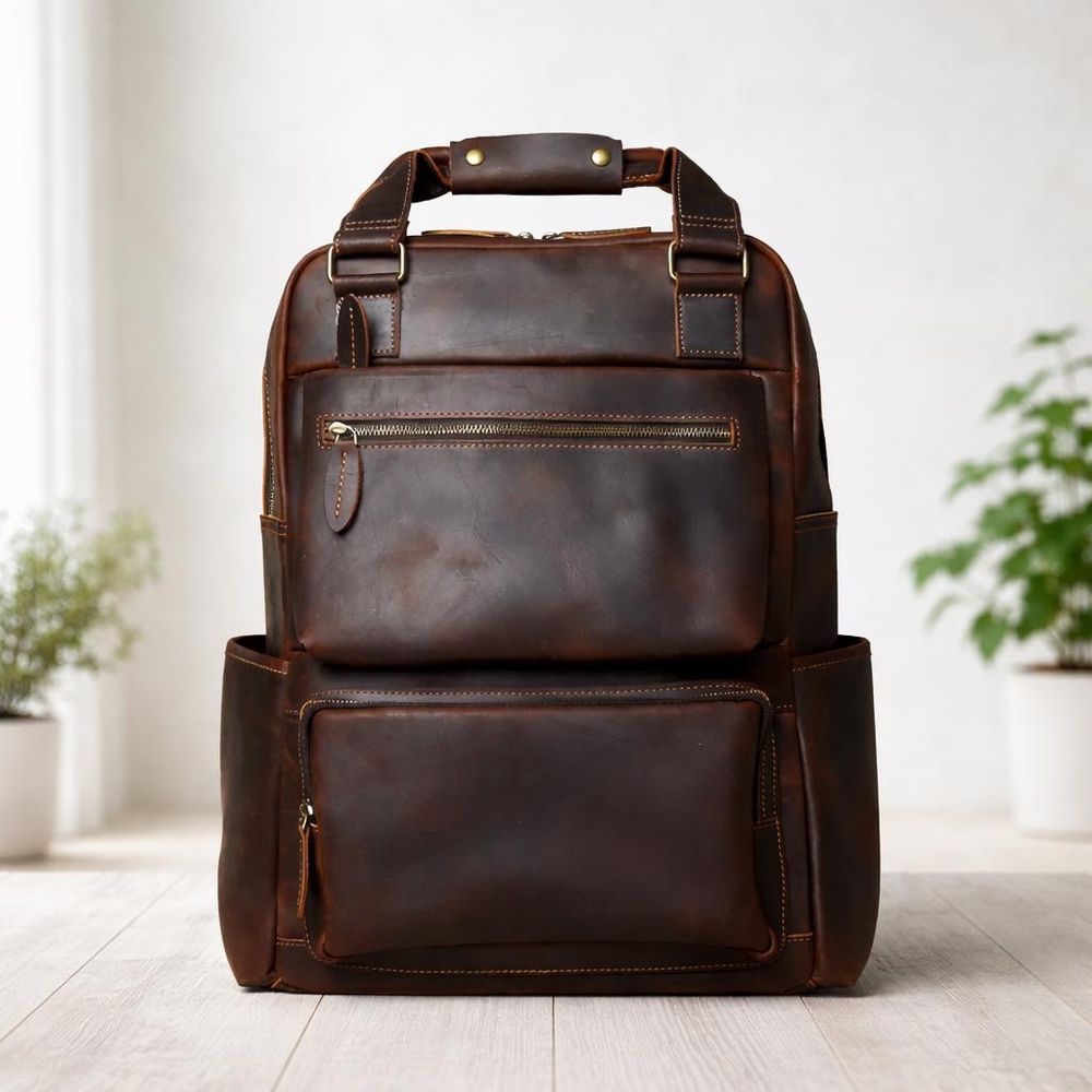 Genuine Leather Backpack Men – Large Capacity - Backpack from Tin Bucket Mercantile