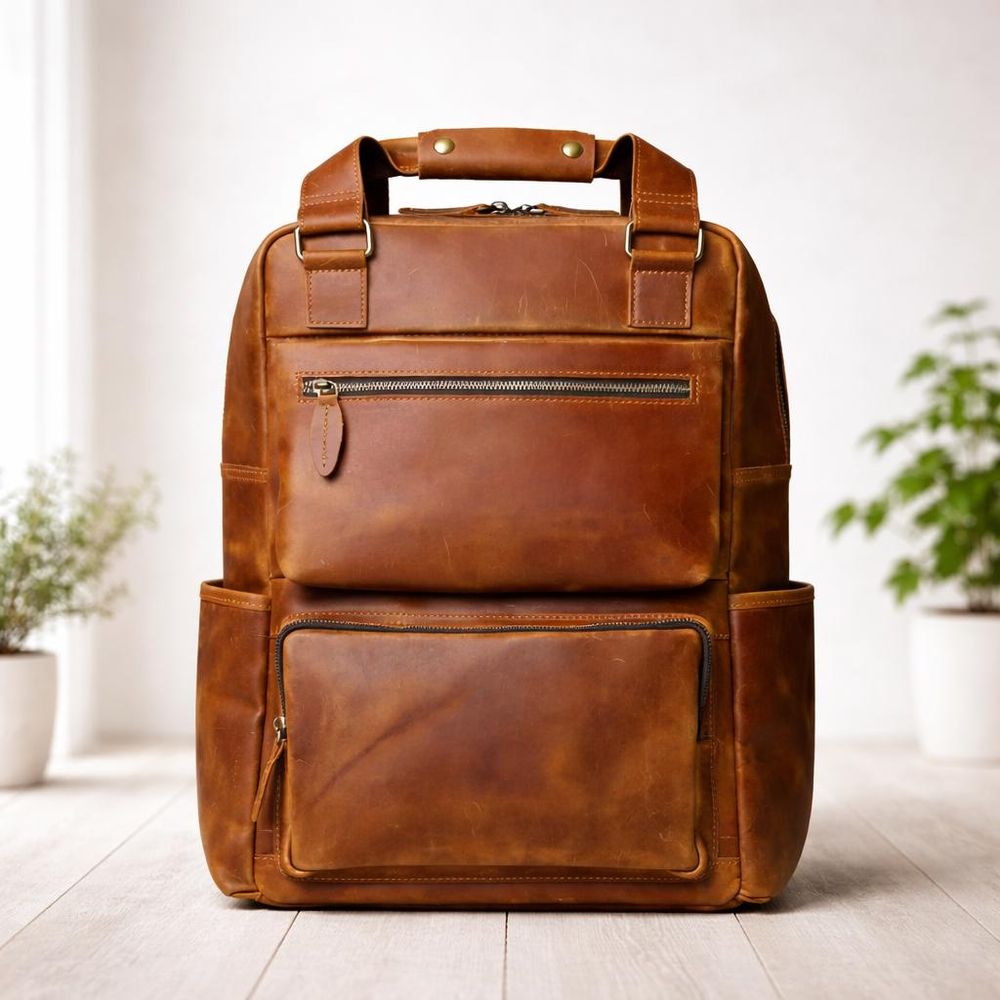 Genuine Leather Backpack Men – Large Capacity detail photo 2
