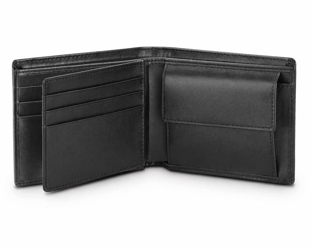 Genuine Leather Bifold Wallet – Classic Black detail photo 2