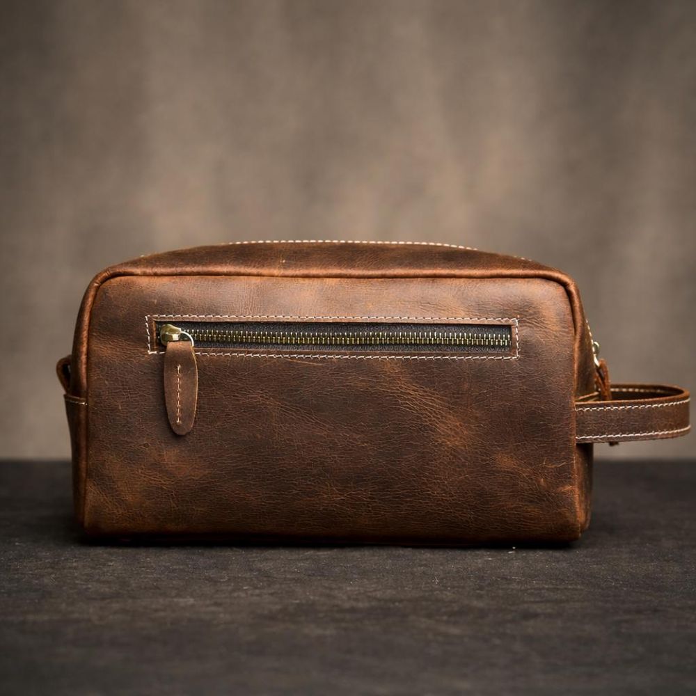 Genuine Leather Large Travel Toiletry Bag – detail photo 4