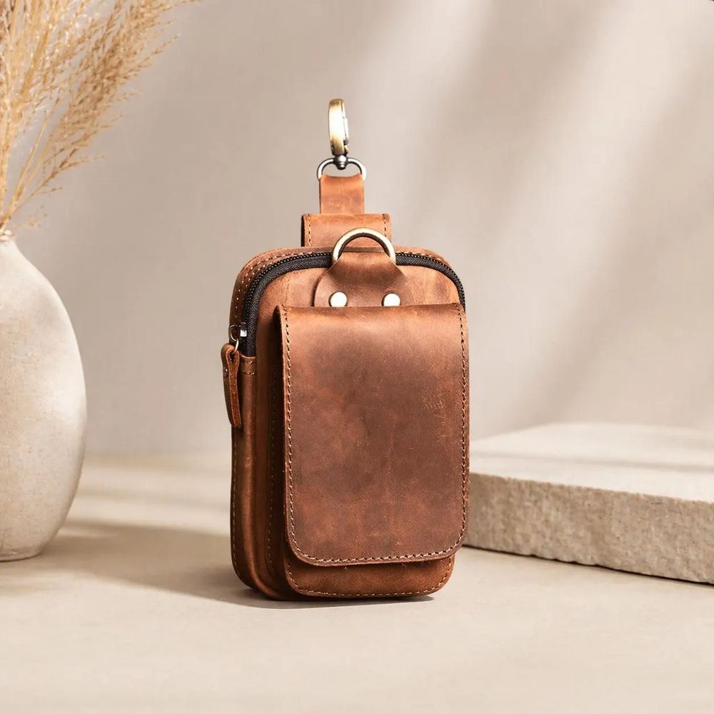 Genuine Leather Men’s Waist Bag, Cowhide Belt - Waist Bag from Tin Bucket Mercantile
