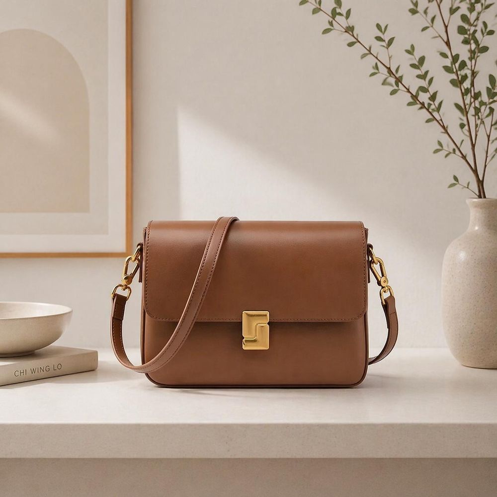 Genuine Leather Small Square Crossbody Bag detail photo 3