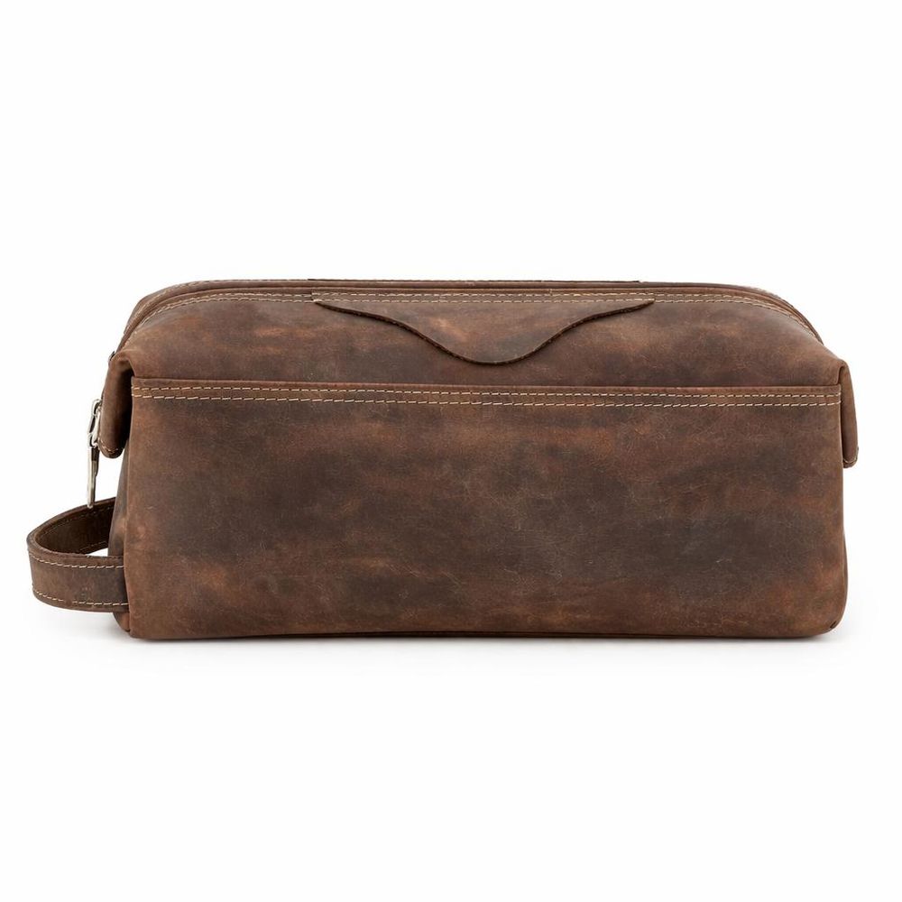 Genuine Leather Toiletry Bag – Men Women detail photo 2