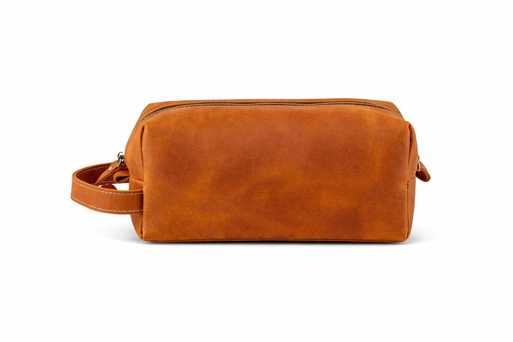 Genuine Leather Toiletry Bag – Retro Crazy detail photo 4
