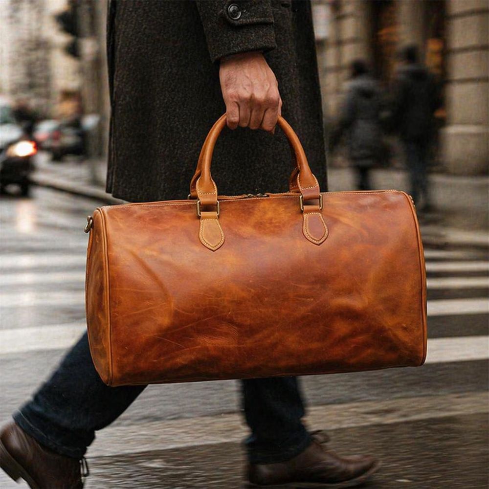 Genuine Leather Vintage Crazy Horse Travel Bag detail photo 4