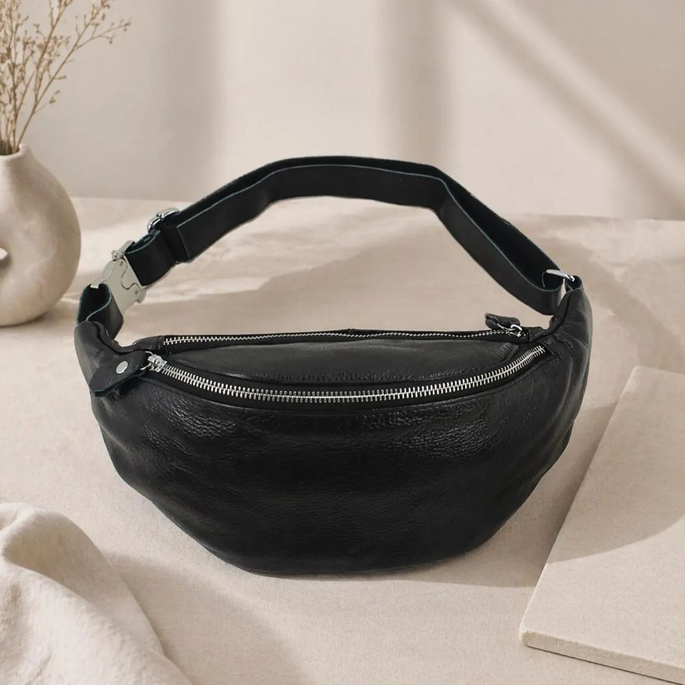 Genuine Leather Waist Bag, Black Fanny - Waist Bag from Tin Bucket Mercantile