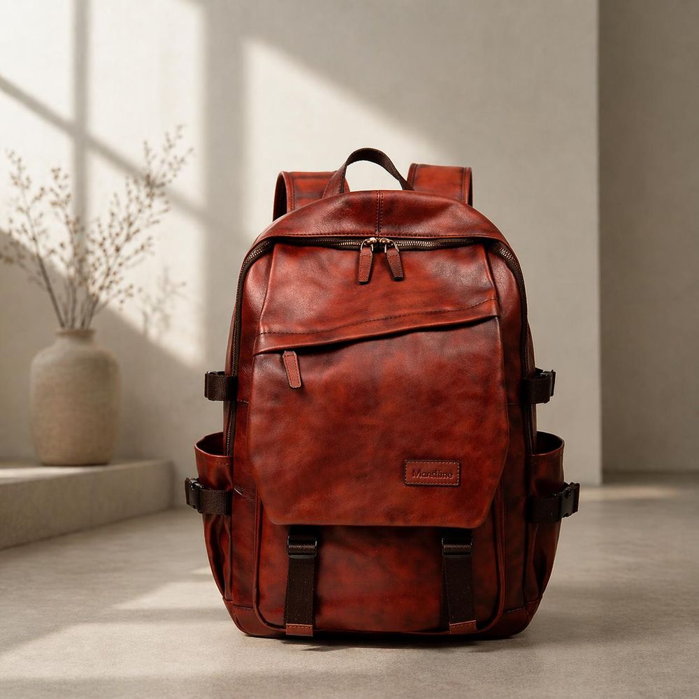 Handmade Brushed Cowhide Leather Backpack – Unisex - Backpack from Tin Bucket Mercantile