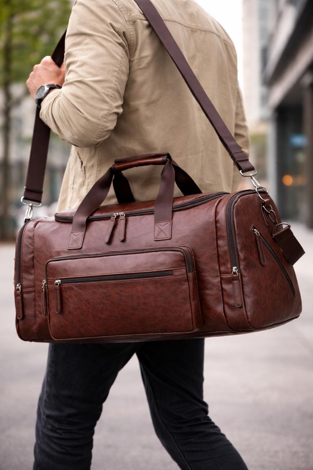 Large Men's Leather Travel Tote – Soft - Travel Bag from Tin Bucket Mercantile