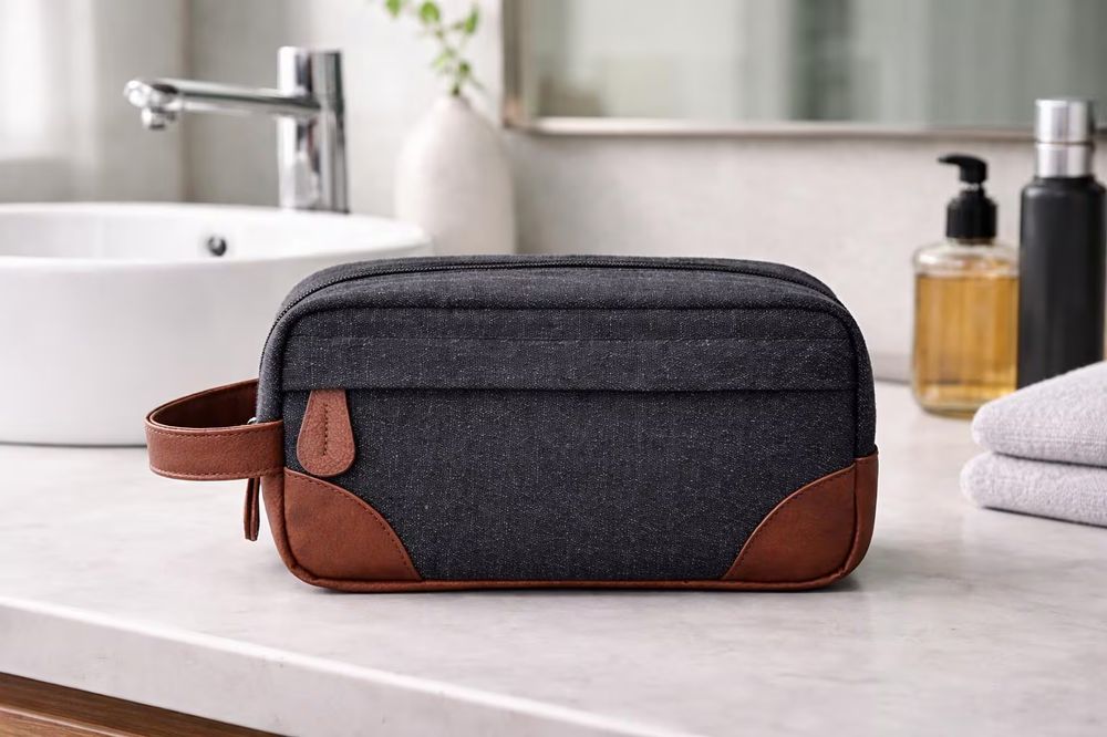 Leather Canvas Toiletry Bag - Cosmetic Bag from Tin Bucket Mercantile
