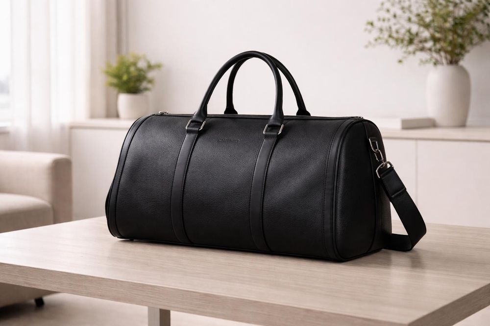 Leather Overnight Bag - Coffee detail photo 3