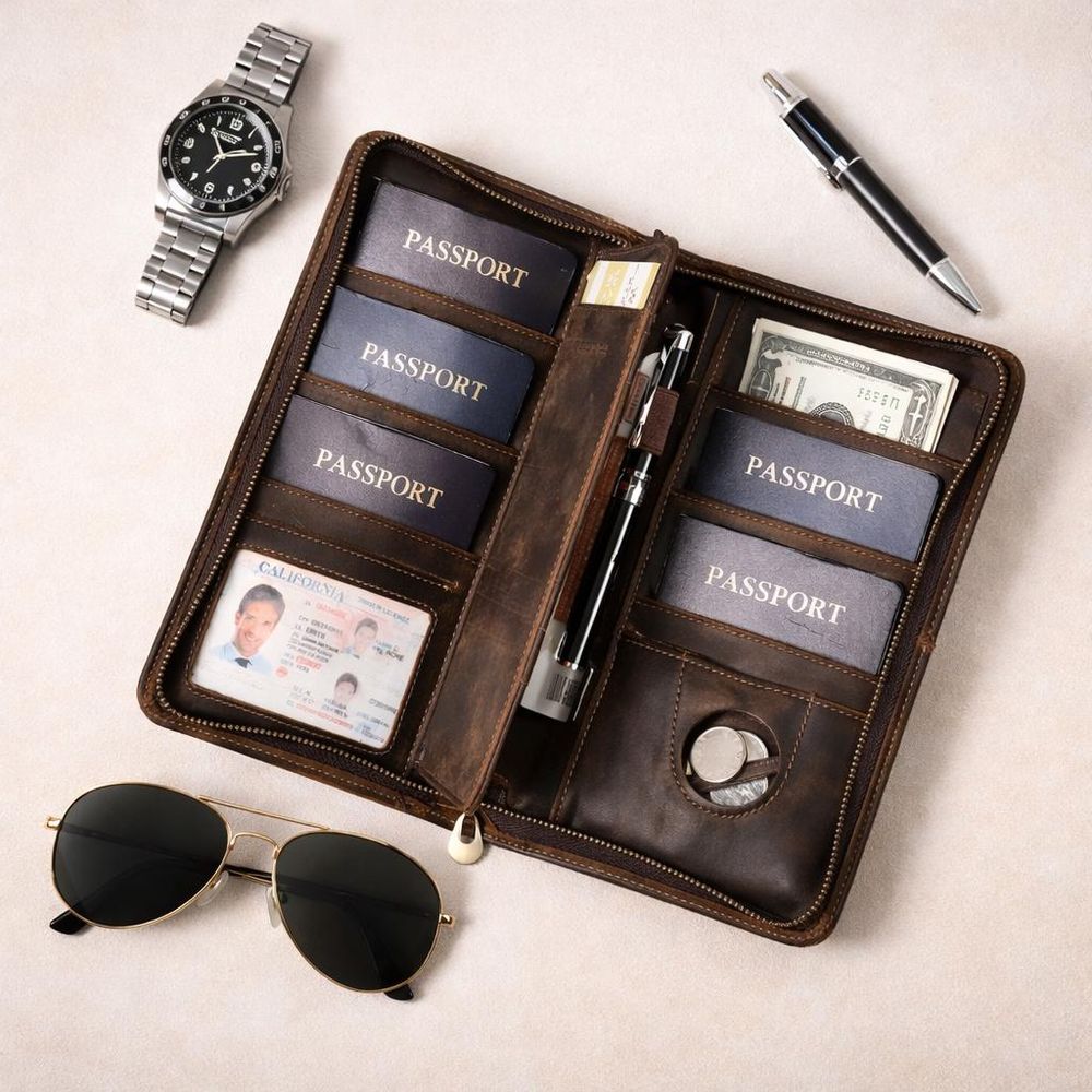 Leather Passport Wallet for Family Travel detail photo 4