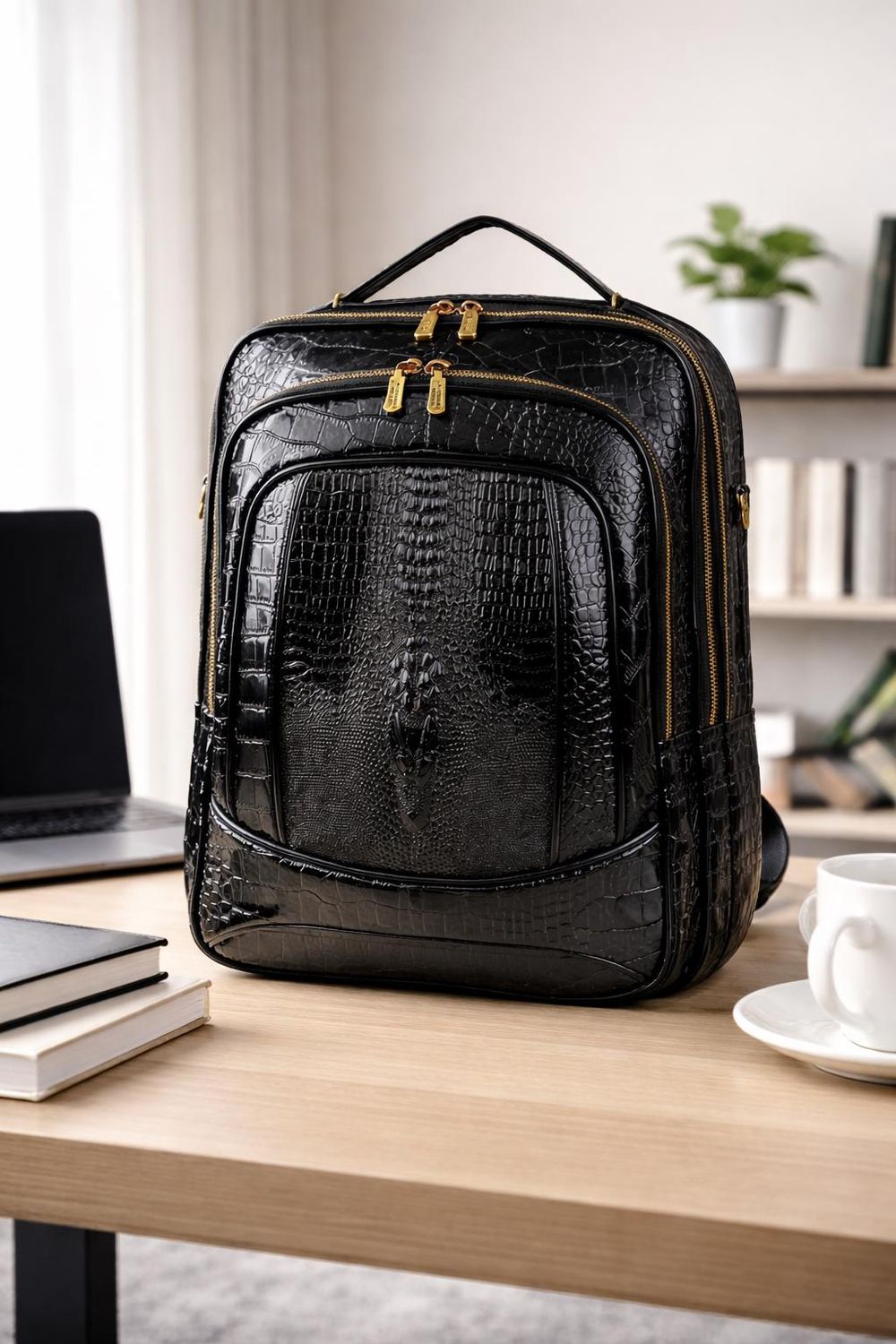 Luxury Crocodile Pattern Backpack detail photo 4