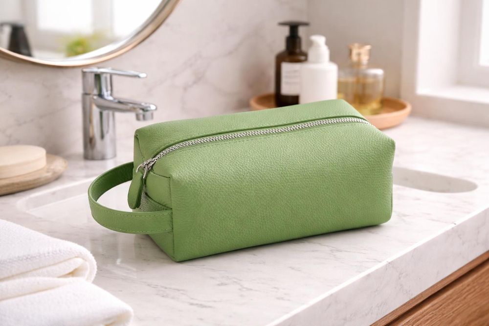 Luxury Leather Dopp Kit – Men's Travel detail photo 4