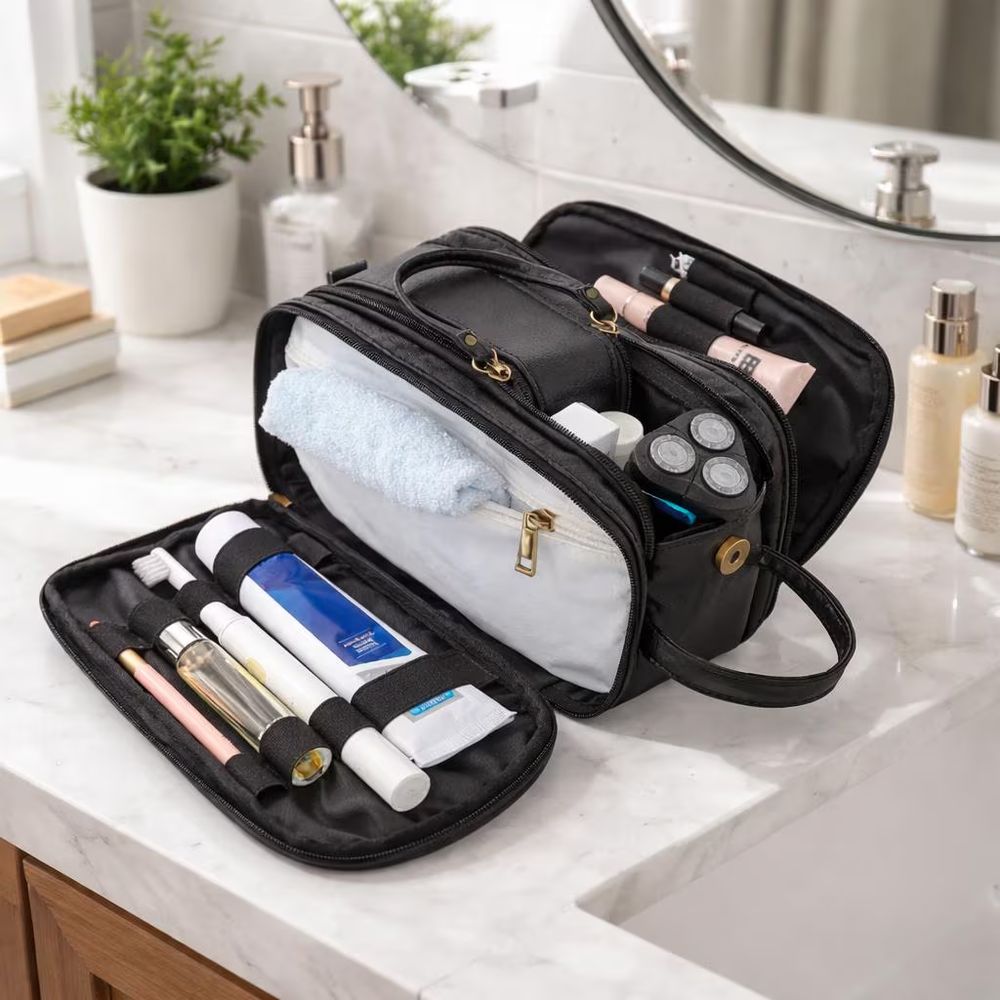 Luxury PU Leather Wash Bag - Bathroom - Cosmetic Bag from Tin Bucket Mercantile