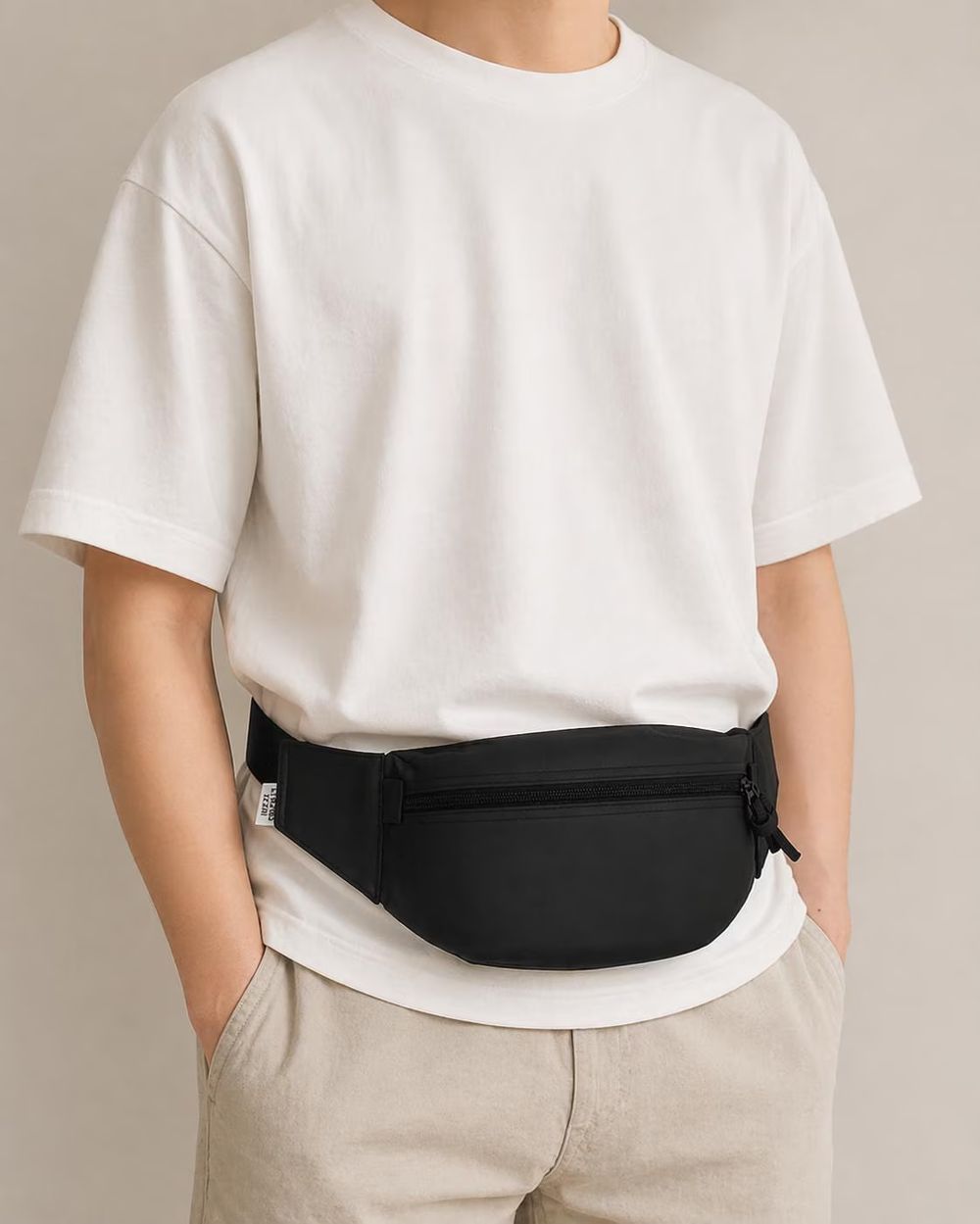 Men's Black PU Leather Sport Chest Pack detail photo 3