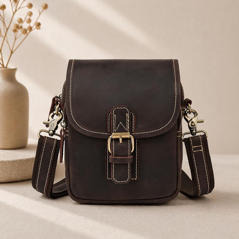 Men's Genuine Leather Crossbody Bag detail photo 2