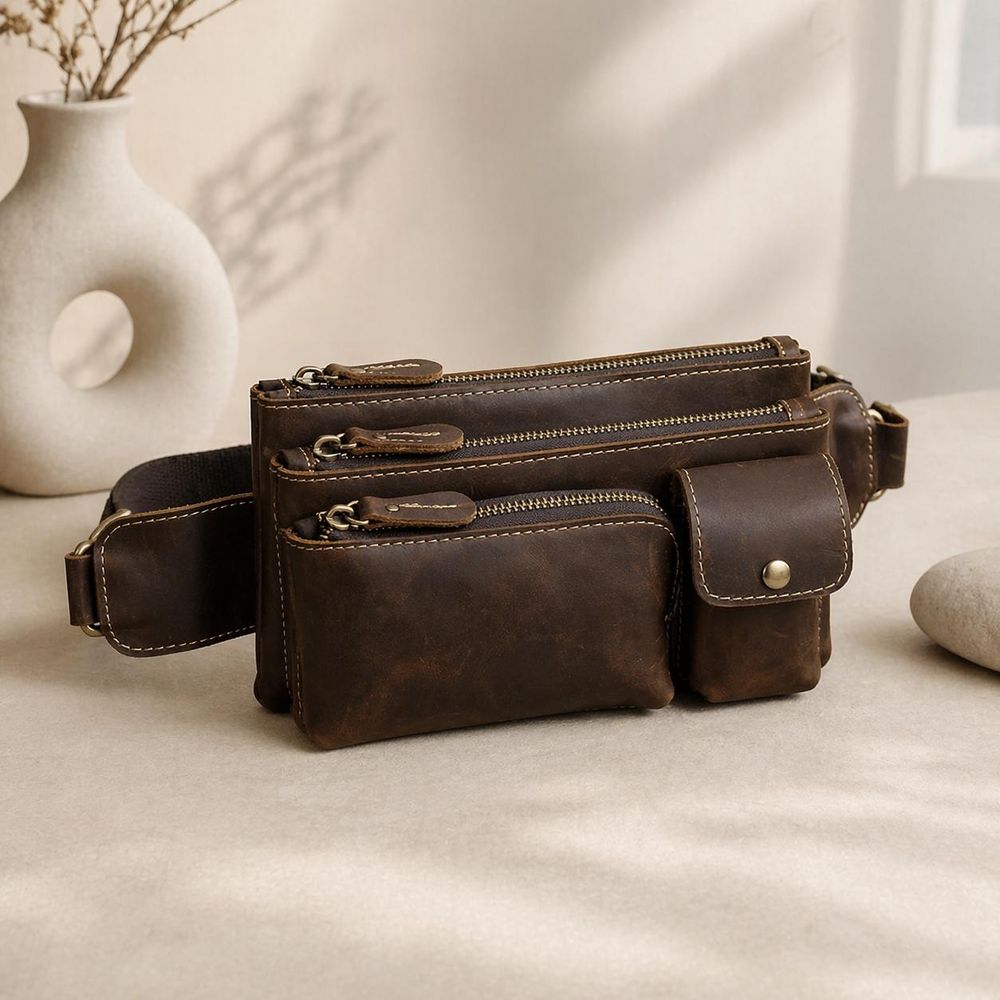 Men's Leather Waist Bag - Waist Bag from Tin Bucket Mercantile
