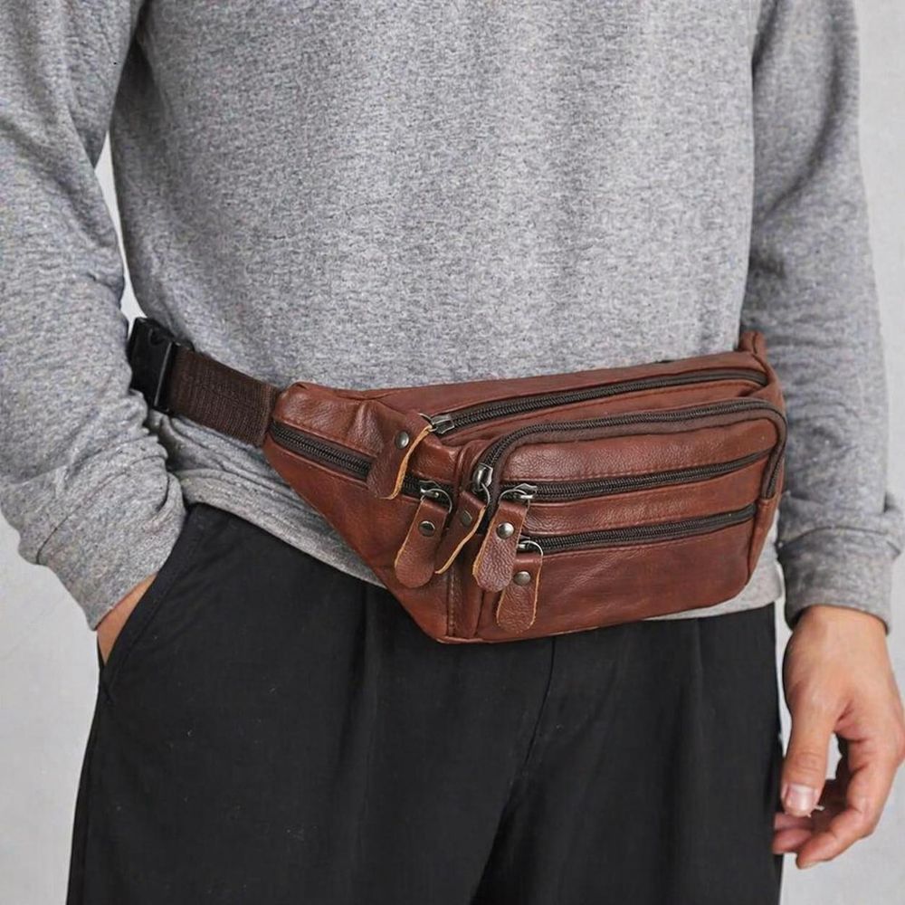 Men's PU Leather Waist Bag detail photo 3