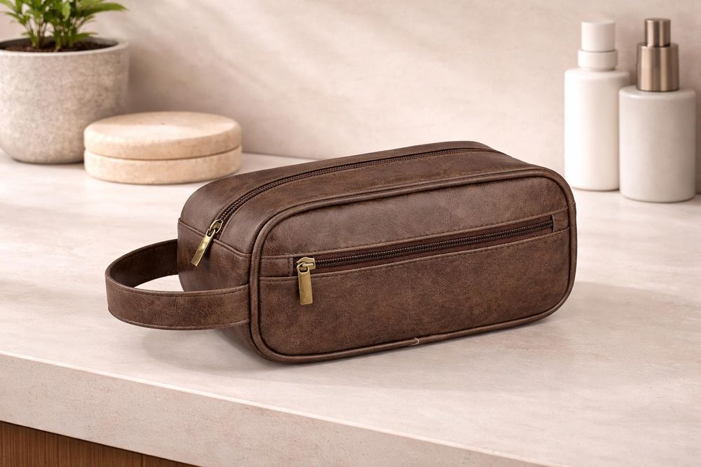 Men's PU Leather Wash Bag - Travel detail photo 3