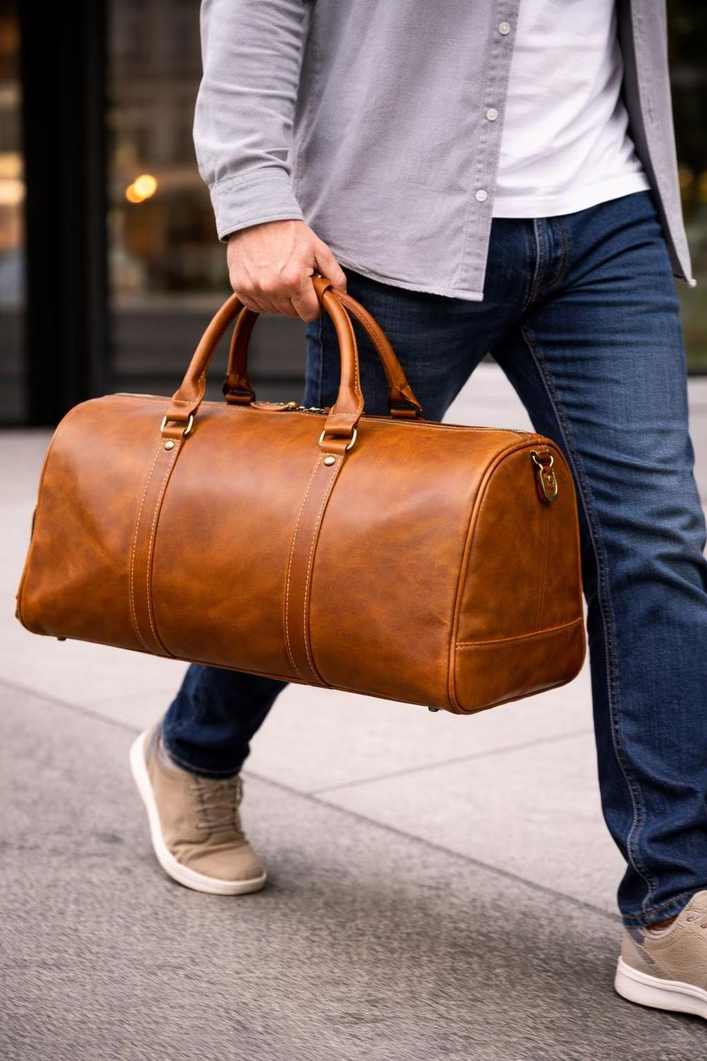 Men's Retro Leather Travel Bag – First - Travel Bag from Tin Bucket Mercantile