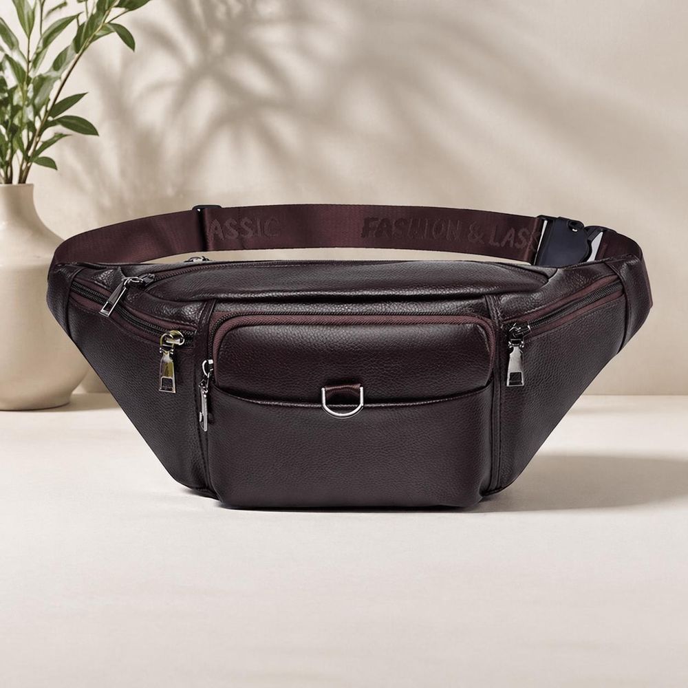 Men's Retro PU Leather Waist Bag detail photo 2