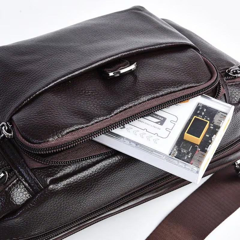 Men's Retro PU Leather Waist Bag detail photo 3