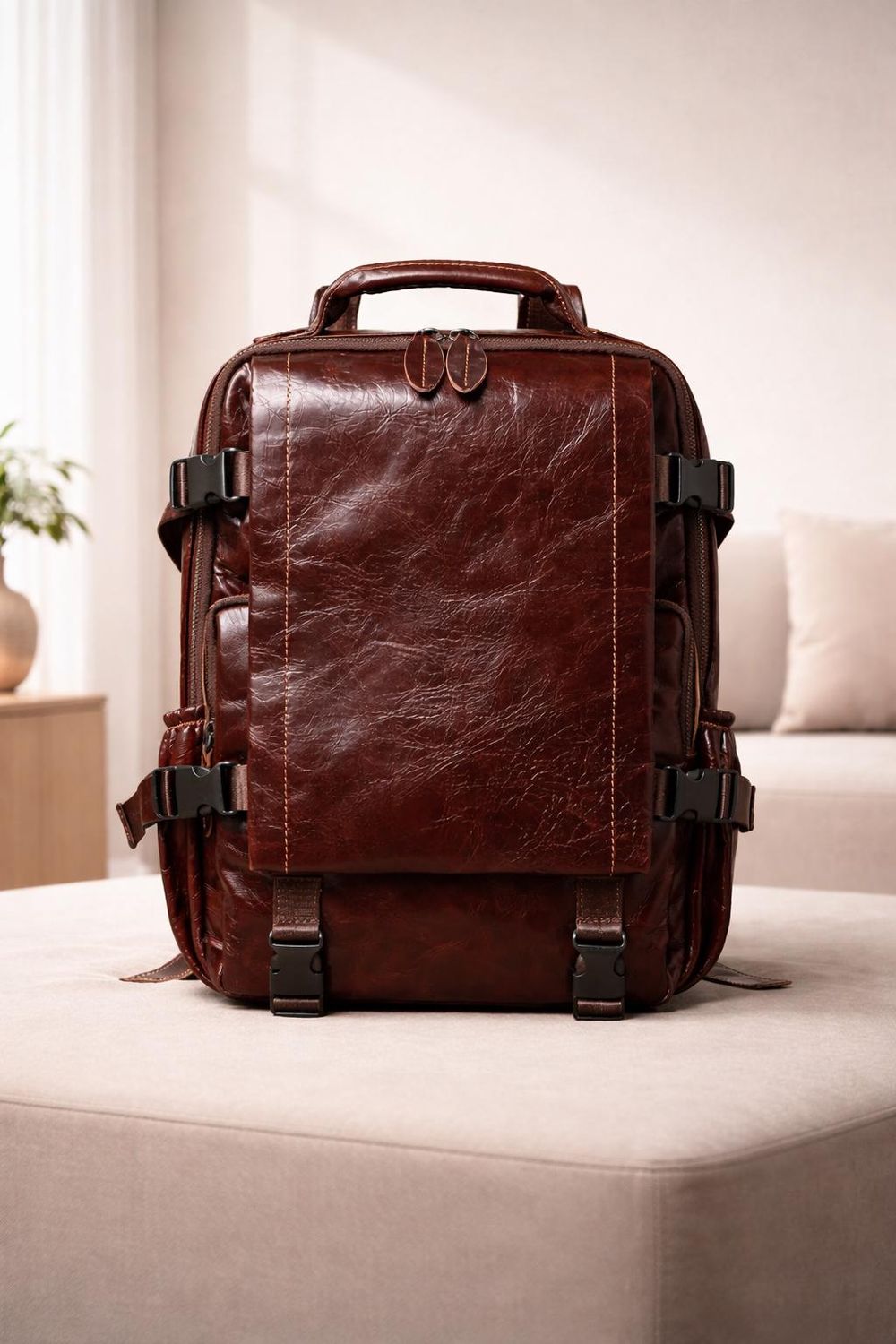 Men’s Genuine Leather Backpack – Top Cowhide detail photo 2