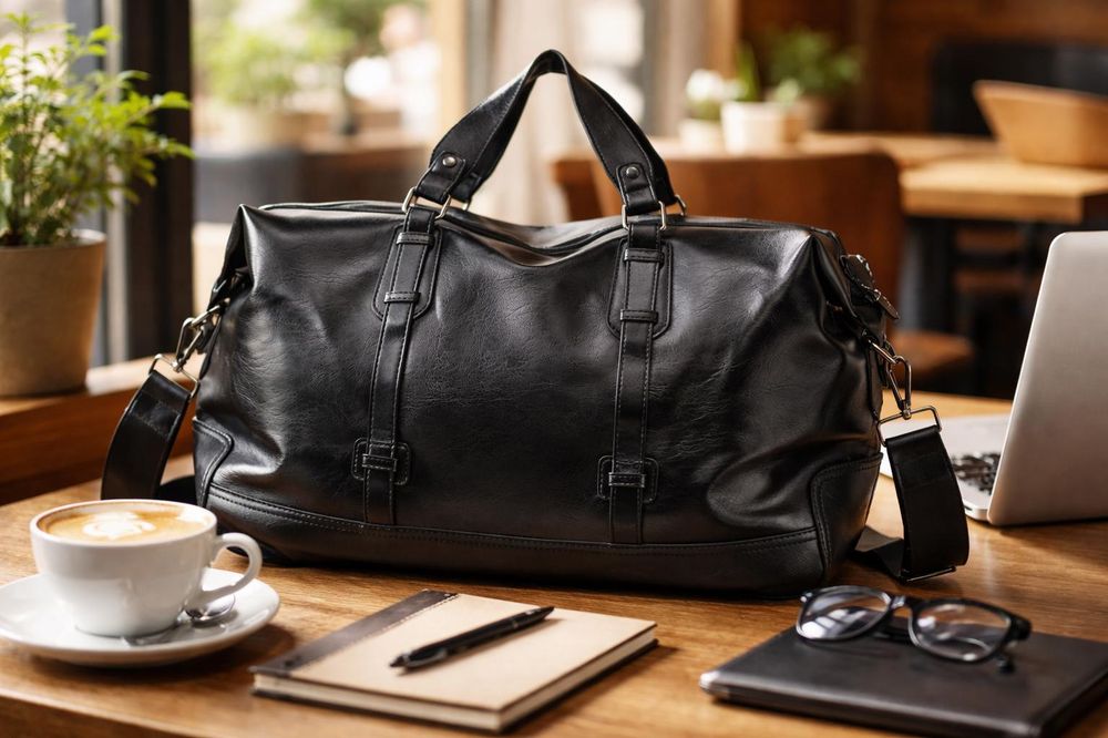 Men’s PU Leather Large Capacity Travel Bag detail photo 4