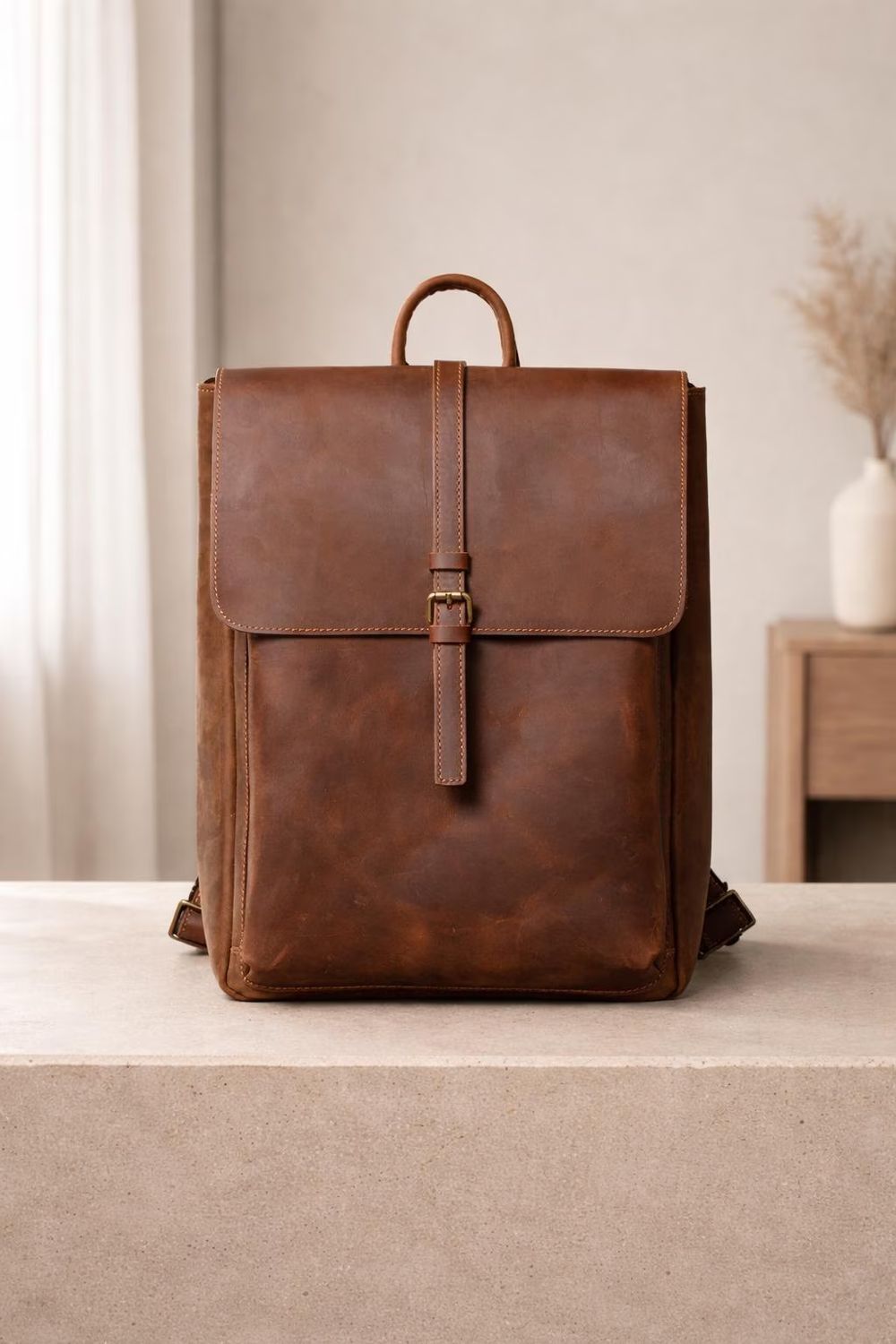Men’s Retro Genuine Leather Backpack - Backpack from Tin Bucket Mercantile