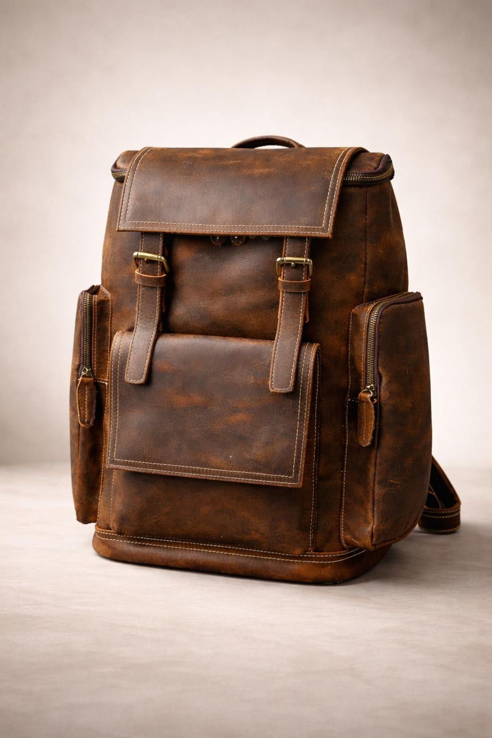 Men’s Vintage Leather Backpack – Crazy Horse detail photo 4