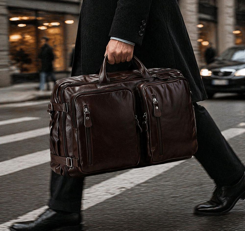 Multi-function Full Grain Leather Travel Bag – detail photo 3