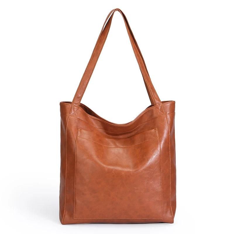 Oil Skin Leather Tote Bag detail photo 3