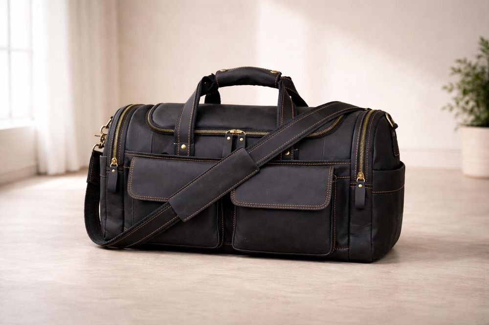 Retro Brown Men's Hand Luggage Bag – detail photo 2