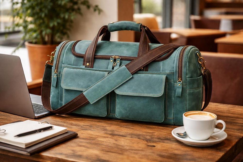 Retro Brown Men's Hand Luggage Bag – detail photo 3