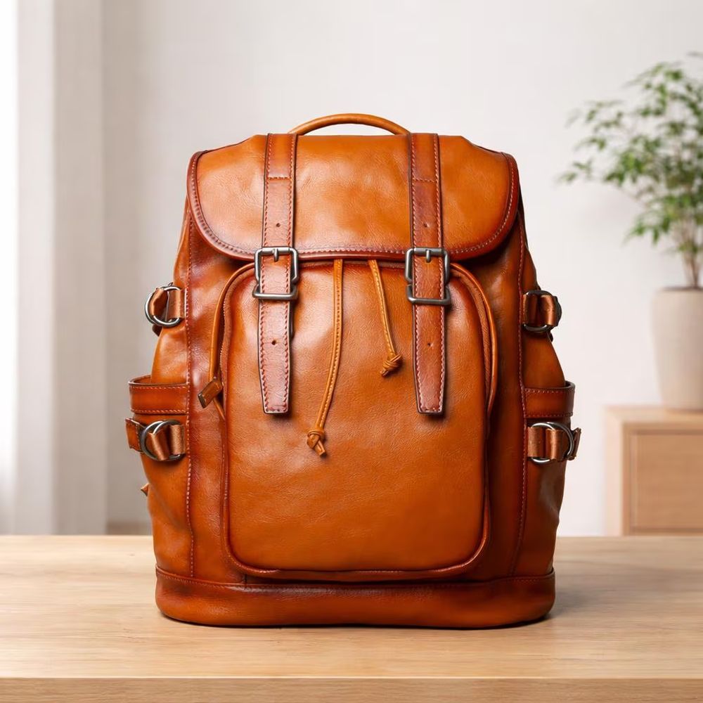 Retro Leather Men’s Backpack - Backpack from Tin Bucket Mercantile