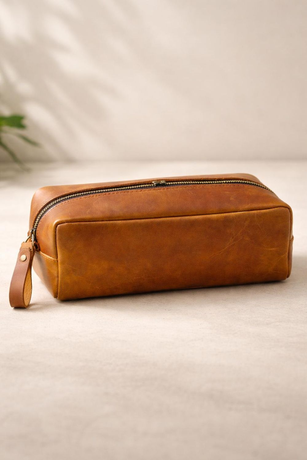Simple Leather Zipper Bag - Small Organizer - Cosmetic Bag from Tin Bucket Mercantile
