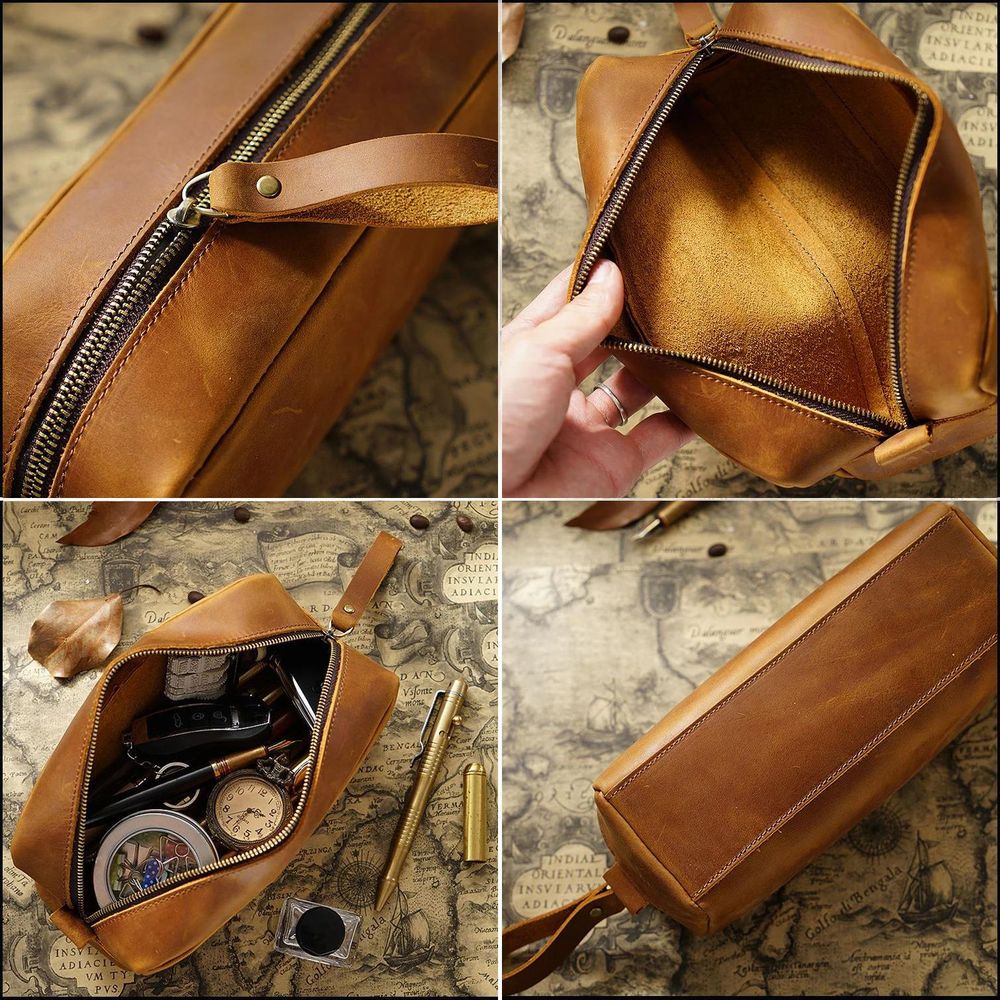 Simple Leather Zipper Bag - Small Organizer detail photo 4
