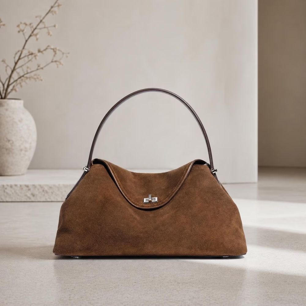 Suede Cowhide Leather Shoulder Bag - Shoulder Bag from Tin Bucket Mercantile