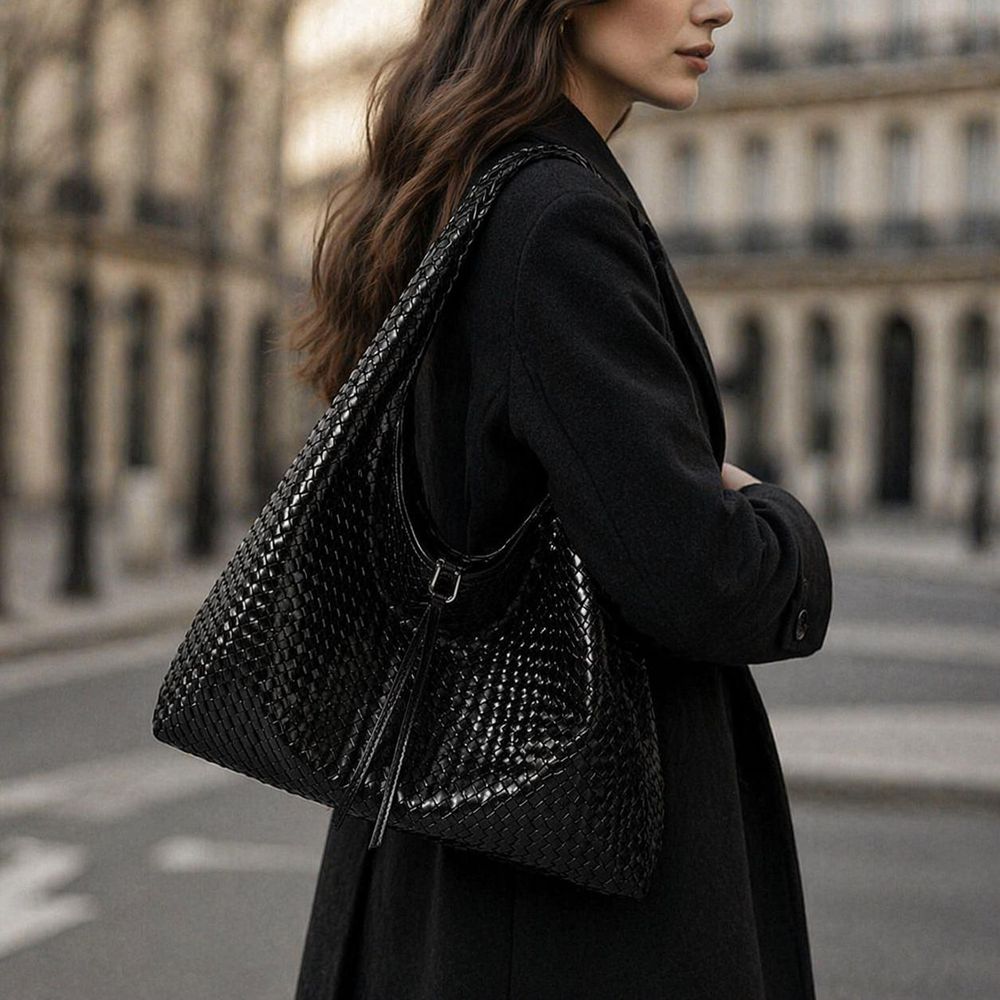 Trendy Women's Woven Shoulder Bag – Large detail photo 4