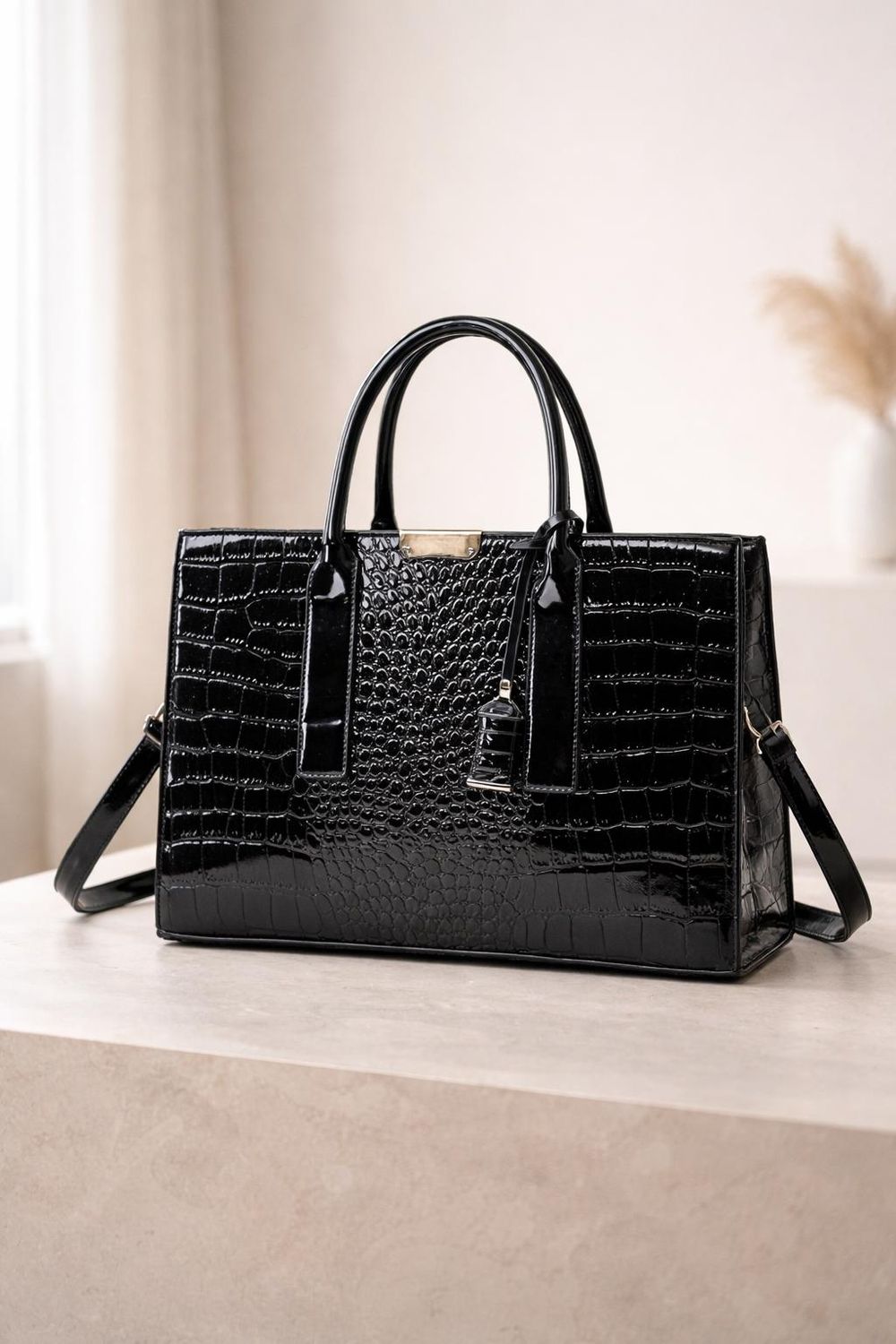 Vintage Crocodile Embossed PU Leather Tote Handbag - Tote Bag from Tin Bucket Mercantile