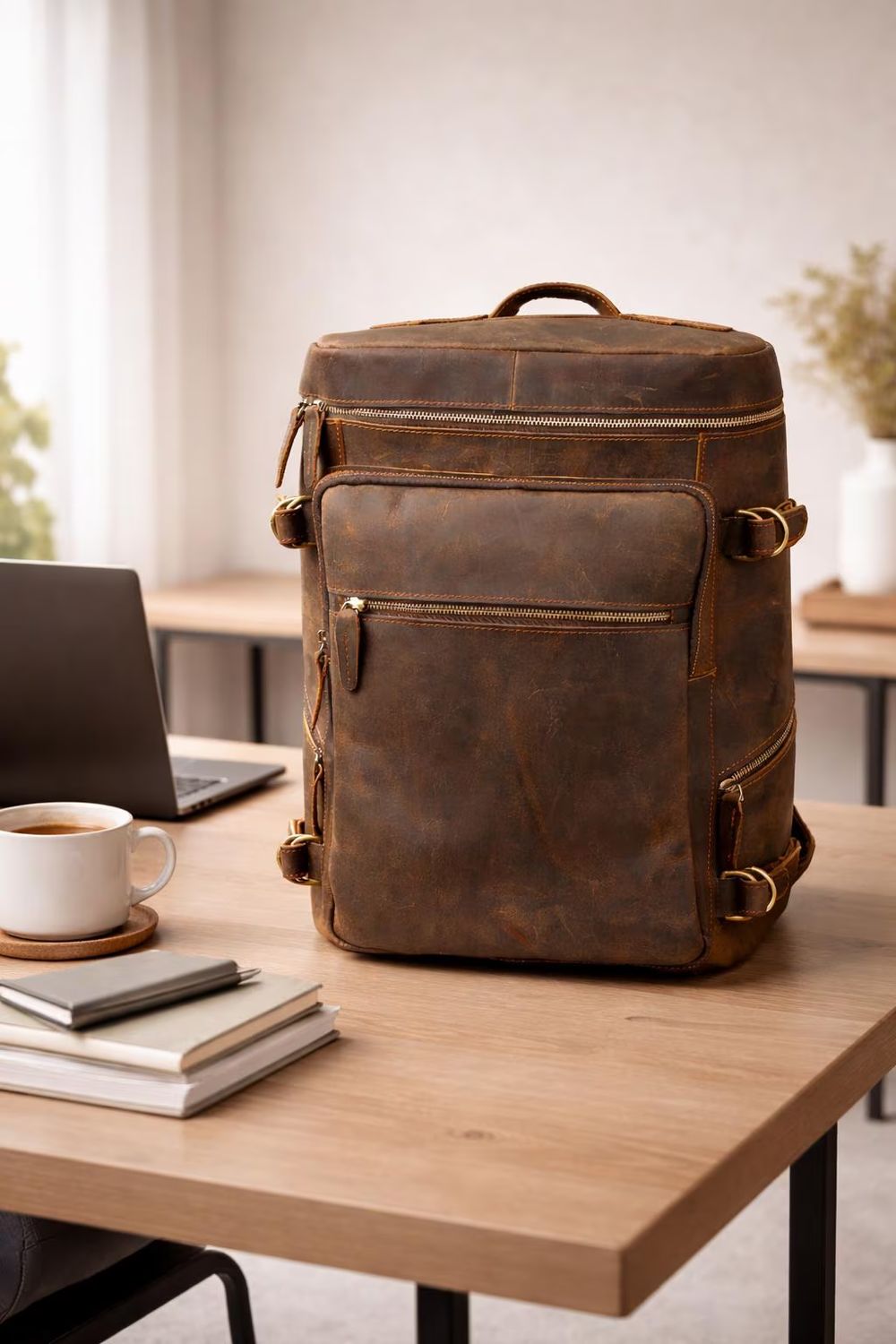 Vintage Leather Backpack Men – Crazy Horse detail photo 2